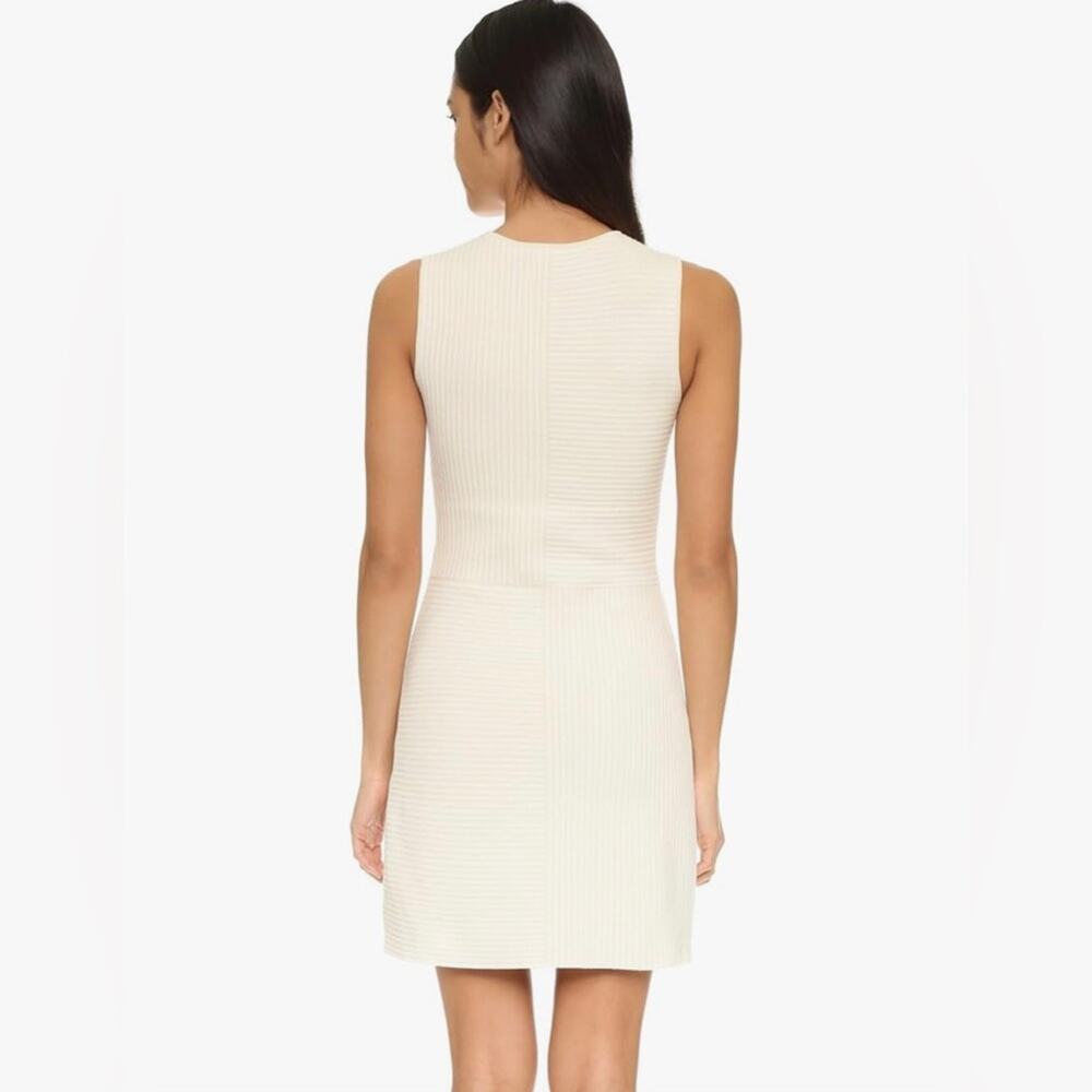 Theory Irelia Geometic-Knit Sleeveless Ivory White Dress Women's Size M - Picture 2 of 11